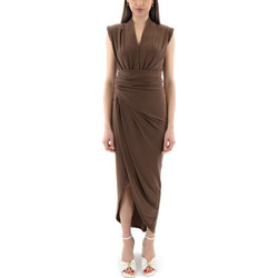 Zoya Midi Φόρεμα για Γάμο / Βάπτιση Ντραπέ Καφέ 1651.338.0333
