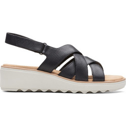 Clarks Καλοκαιρινές Γυναικείες Πλατφόρμες Χαμηλές Δερμάτινες Μαύρες 26165122
