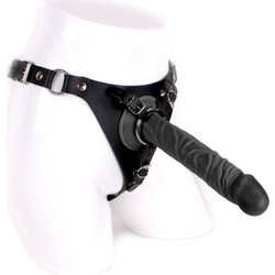 Kiotos Cox Leather Harness Strap On 23cm Μαύρο