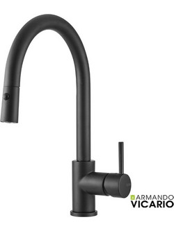 Fluo Fluo 18780-400 Μπαταρία Κουζίνας Πάγκου Διπλής Παροχής Ανάμεικτη με Ντουζ Μαύρη
