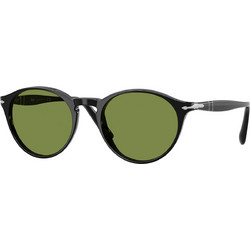 Persol PO3092SM 95/4E Ανδρικά Γυαλιά Ηλίου Στρογγυλά Κοκάλινα Μαύρα με Πράσινο Φακό