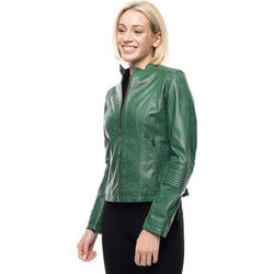 Leather 100 Γυναικείο Μπουφάν Χειμωνιάτικο Δερμάτινο Κοντό Πράσινο 49-W-FRANCY