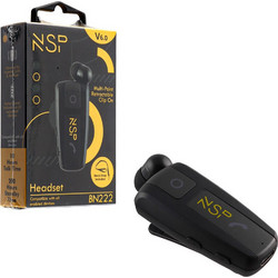 NSP BN222 Ακουστικό Bluetooth In Ear Πέτου Black