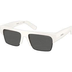 Prada PR12SU 46120Z Ανδρικά Γυαλιά Ηλίου Τετράγωνα Κοκάλινα Λευκά με Μαύρο Φακό