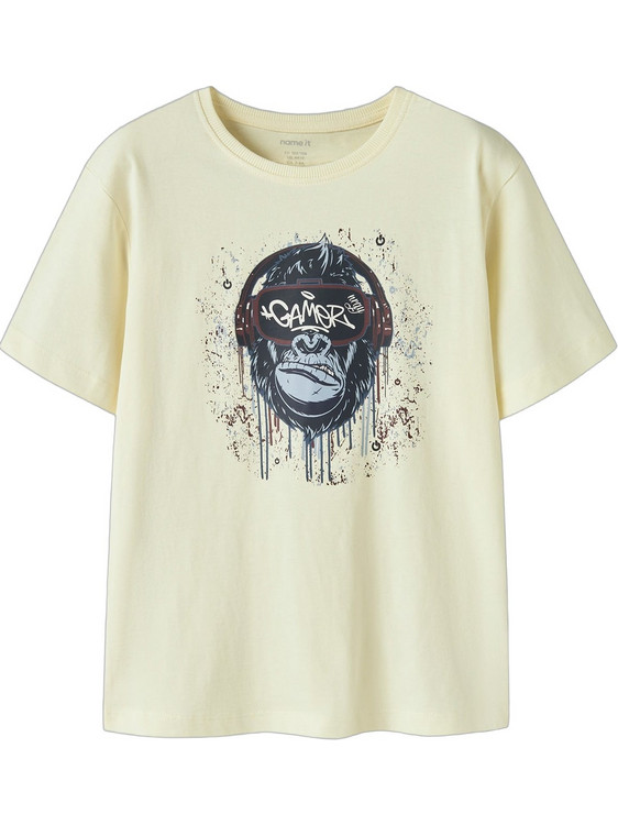 Name It Gamer Παιδικό T-Shirt Κοντομάνικο Μπεζ Κίτρινο 13259697