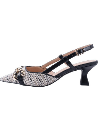B-Soft Γόβες Slingback Δερμάτινες με Λεπτό Χαμηλό Τακούνι Μαύρες 152-3212-15