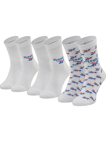 Reebok Ανδρικές Κάλτσες Ψηλές με Σχέδια Λευκές 3Pack GG6684