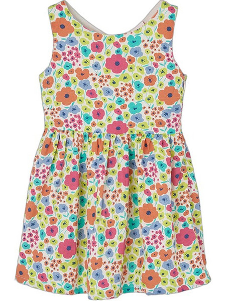 Boboli Παιδικό Φόρεμα Floral Κίτρινο Πορτοκαλί Πράσινο 313041-9801