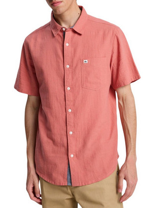 Quiksilver Ανδρικό Πουκάμισο Βαμβακερό Κοντομάνικο Κανονική Γραμμή Κοραλί EQYWT04622-MKT0