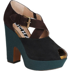 Rochas Ninfea Γόβες Suede με Χοντρό Ψηλό Τακούνι Λουράκι & Φιάπα Μαύρες Καφέ RO19161-00350