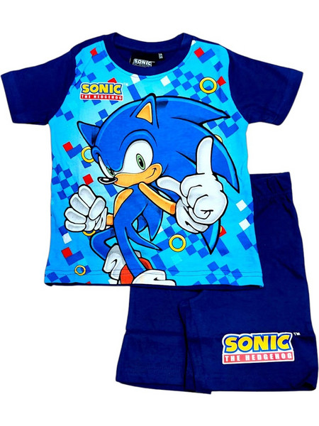 Disney Sonic Παιδική Πιτζάμα Βαμβακερή Καλοκαιρινή Navy Μπλε Γαλάζια SON36-1055
