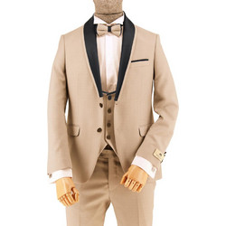 Makis Tselios Γαμπριάτικο Κοστούμι Σμόκιν Χειμερινό με Κανονική Εφαρμογή & Γιλέκο Μπεζ NK113.B1012.3