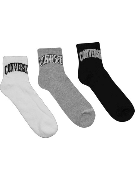 Converse Ανδρικές Κάλτσες Ψηλές Μαύρες Λευκές Γκρι 3Pack E1238A
