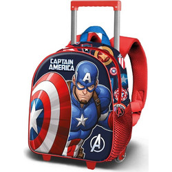 Karactermania Marvel Captain America Patriot 3D Σχολική Τσάντα Τρόλεϊ Νηπιαγωγείου Μπλε Κόκκινη 08459