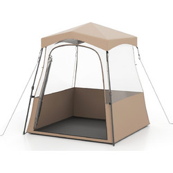Costway Τέντα Παραλίας Μπεζ 180x180x193cm NP12777SA