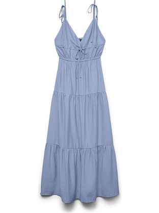 Vero Moda Maxi Καλοκαιρινό Βραδινό Φόρεμα Μεταξωτό Γαλάζιο 10345603