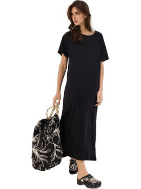 Namaste Avenya Midi Καλοκαιρινό Καθημερινό Φόρεμα Μαύρο SS08260552