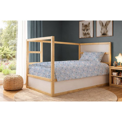 Dimcol Σετ Παιδικά Σεντόνια Μονά Βαμβακερά 160x240 Rabbit Garden 584 Light Blue 3τμχ