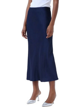 Kaffe Μακριά Φούστα Σατέν Ψηλόμεση Navy Μπλε 10508853