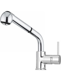 Macart Rubi 705 Chrome Μπαταρία Κουζίνας Πάγκου Διπλής Παροχής Ανάμεικτη με Ντουζ Inox