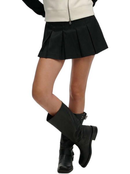 Superdry Μίνι Φούστα Υφασμάτινη Πλισέ Μαύρη W7210419A