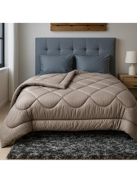 Cosmin Πάπλωμα Υπέρδιπλο Microfiber 220x240 Stripe Dark Beige 4000160