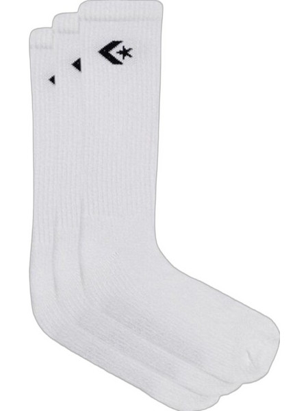 Converse Ανδρικές Κάλτσες Ψηλές Λευκές 3Pack E726W