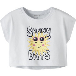 Name It Sunny Days Παιδικό Crop Top Κοντομάνικο Λευκό 13228148