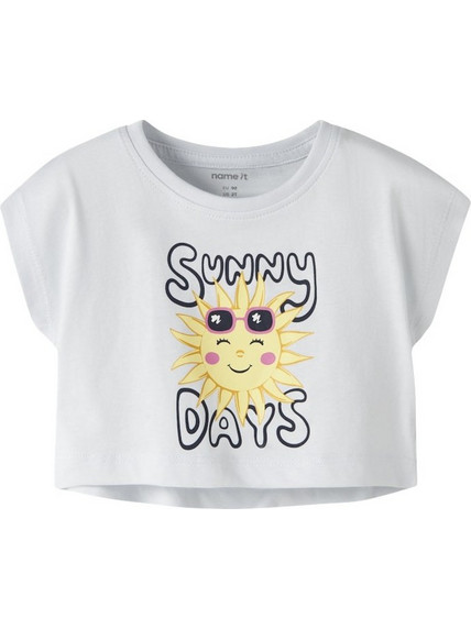 Name It Sunny Days Παιδικό Crop Top Κοντομάνικο Λευκό 13228148