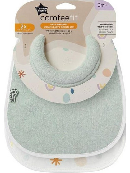 Tommee Tippee Σετ Σαλιάρες Υφασμάτινες με Αυτοκόλλητο Πράσινο Mint 2τμχ