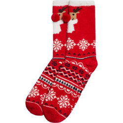 Ysabel Xmas Χριστουγεννιάτικες Fleece Ανδρικές Κάλτσες Ψηλές Κόκκινες 22895