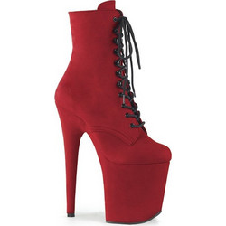 Pleaser 1020 Γυναικεία Μποτάκια Αστραγάλου Suede Κόκκινα με Λεπτό Πολύ Ψηλό Τακούνι 885487718866 8inches 20cm