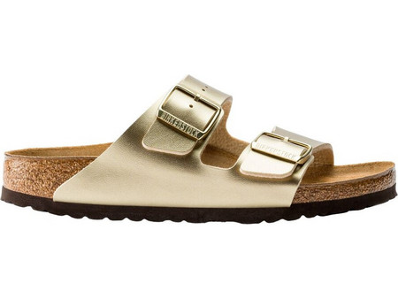 Birkenstock Arizona Δερμάτινα Γυναικεία Σανδάλια Ανατομικά Χρυσά 1016111