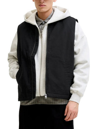 Jack & Jones Αμάνικο Ανδρικό Μπουφάν Χειμωνιάτικο Μαύρο 12278798