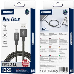 Jellico B28 Braided USB-A to USB-C 1m Black