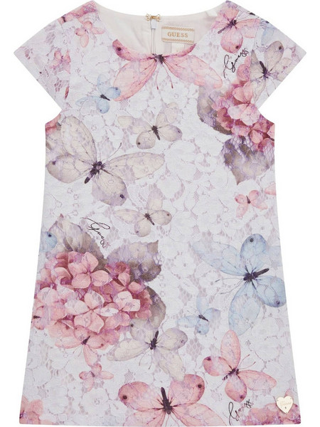 Guess Παιδικό Φόρεμα Floral Άσπρο Ροζ Μωβ K5RK17WF6J0-P739