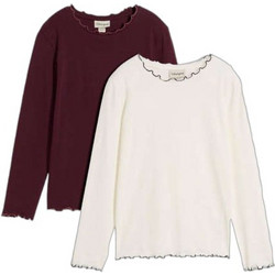 Bonprix Σετ Παιδικά T-Shirt Μακρυμάνικα Μπεζ Μπορντό 927775