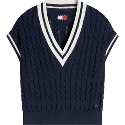 Tommy Jeans Γυναικεία Πλεκτή Μπλούζα με V Λαιμόκοψη Navy Μπλε DW0DW22927-C1G