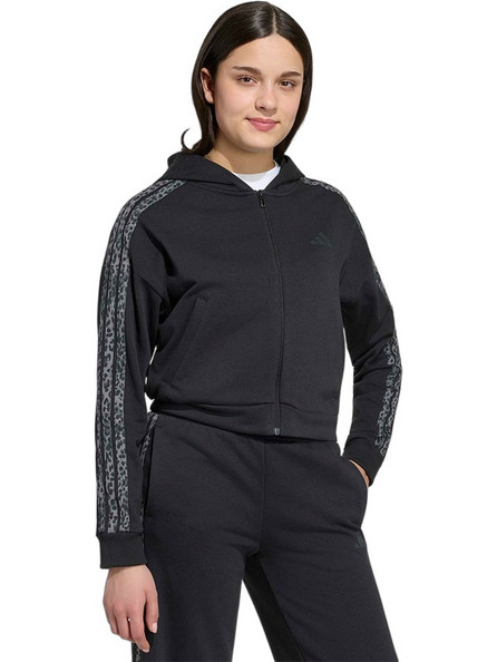 Adidas Παιδική Ζακέτα Φούτερ με Κουκούλα και Φερμουάρ Μαύρη KC7203