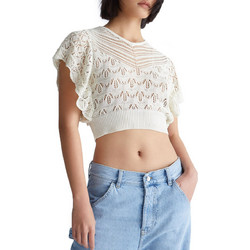 Liu Jo Maglia Γυναικείο Καλοκαιρινό Crop Top Πλεκτό Λευκό WA3067MS007-10701