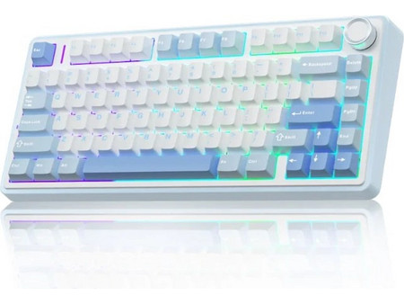 Aula INNO F75 Ασύρματο Μηχανικό Gaming Πληκτρολόγιο 65% με LEOBOG Reaper Διακόπτες RGB White Blue