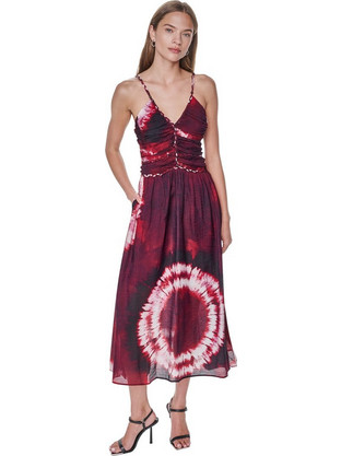DKNY Midi Καλοκαιρινό Φόρεμα για Γάμο / Βάπτιση Μπορντό P6EBTF60-G8X