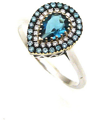 DiamondJools Γυναικείο Δαχτυλίδι Ροζέτα από Xρυσό 18K με Διαμάντι & Τοπάζι REM1771368502