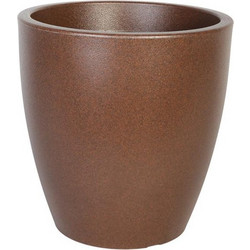 Plastona Nepheli Leather Γλάστρα Στρογγυλή Καφέ 50x50cm