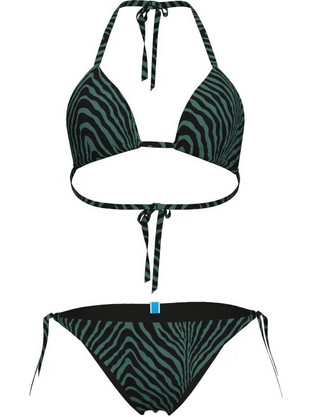 Arena Water Print Αθλητικό Bikini Set Τριγωνάκι Animal Print Μαύρο Κυπαρισσί 007085-506