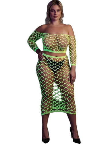 Ouch! Sexy Two Piece Set Διχτυωτό Lime 8714273495044