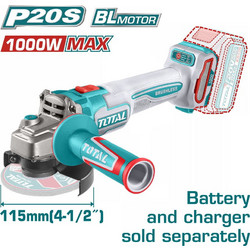 Total TAGLI27153E Γωνιακός Τροχός Μπαταρίας 20V 115mm με Ρύθμιση Στροφών Solo