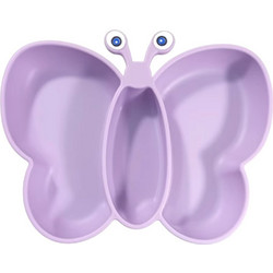 QueenMother Πιάτο με Χωρίσματα & Βεντούζα Butterfly Purple