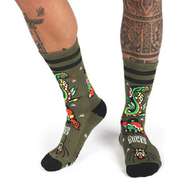 American Socks Forever Wrong Ανδρικές Κάλτσες Ψηλές με Σχέδια Χακί AS532