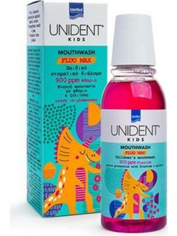 InterMed Unident Bubblegum Fluo Max Παιδικό Στοματικό Διάλυμα για Προστασία Ούλων κατά της Πλάκας 250ml